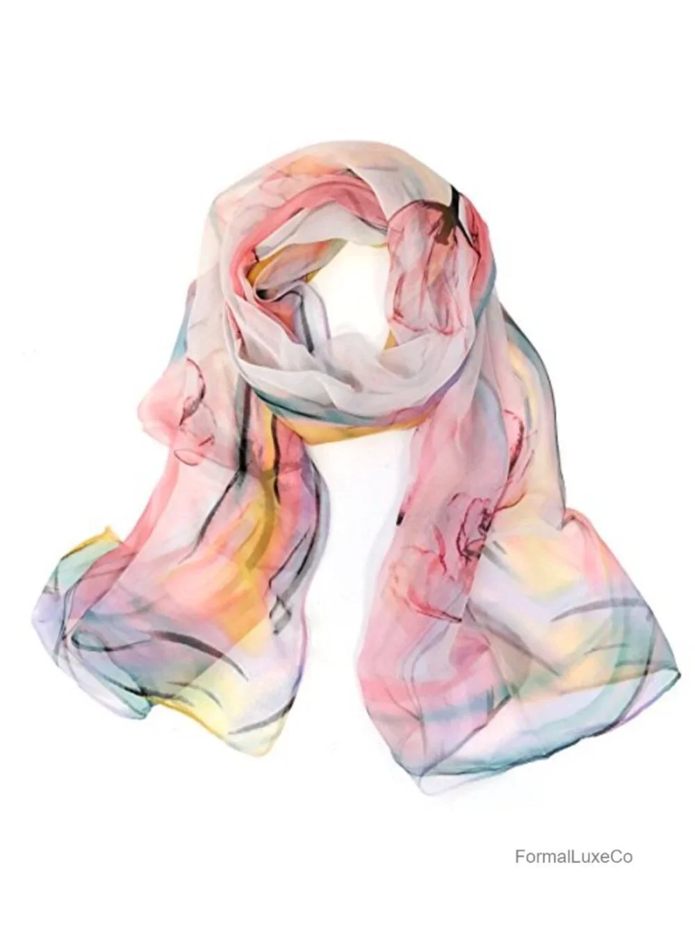 Lightweight Sheer Silky Chiffon Fashion Scarf 62x19 inches